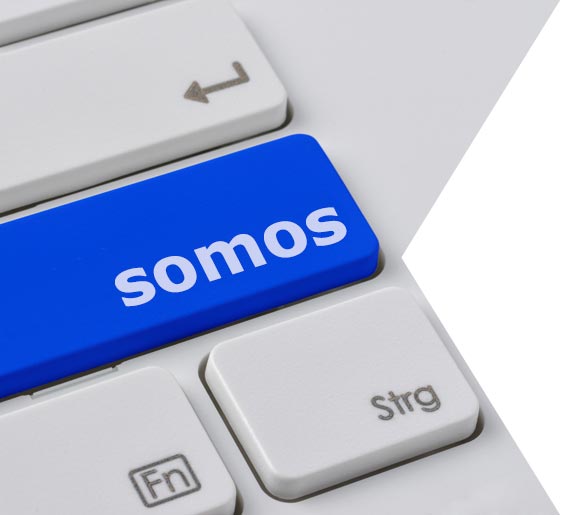 Tecla azul con la palabra somos